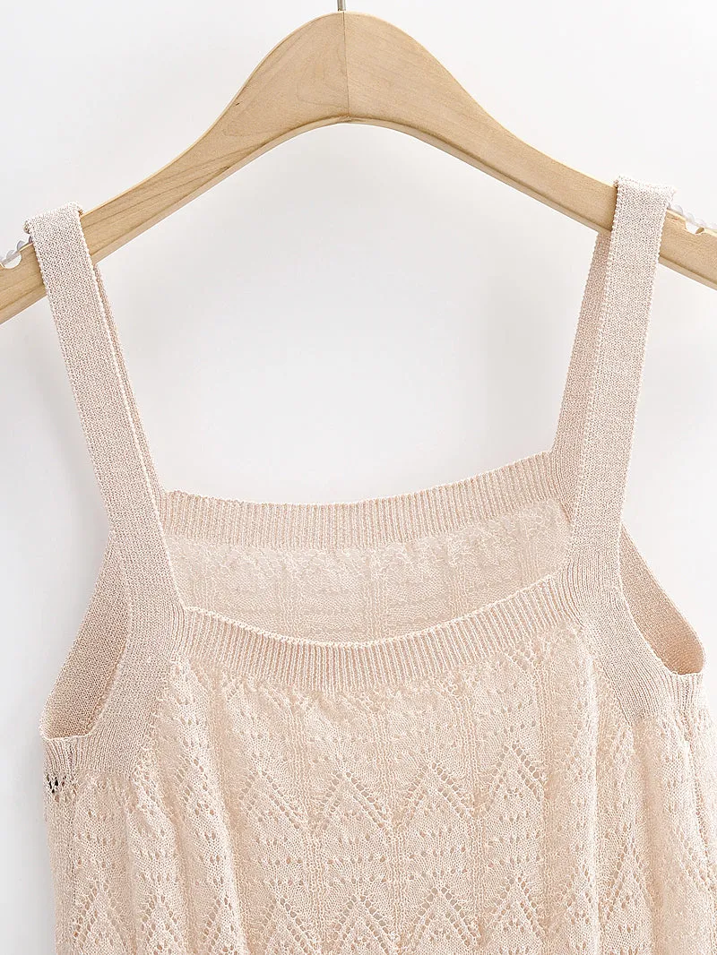 Twist Knitted Sling Women Twisted Sleeveless U Collar Sweater Summer Women Clothing