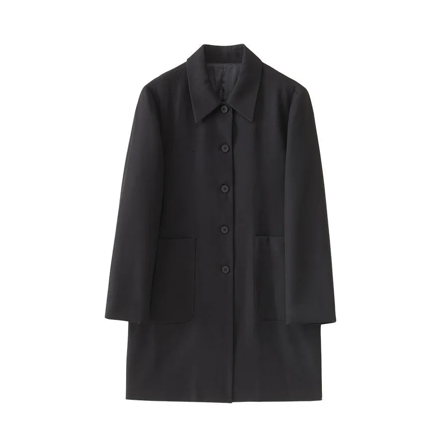 Vevesc semi formal men outfit 2024 Autumn New Lazy Style Retro Suit Jacket Women's High-Grade Mid-Length Top Loose Long Sleeve Trench Coat