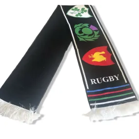Vintage black Italy rugby graphics scarf|L52 W7|SKU 6400