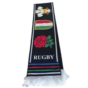 Vintage black Italy rugby graphics scarf|L52 W7|SKU 6409
