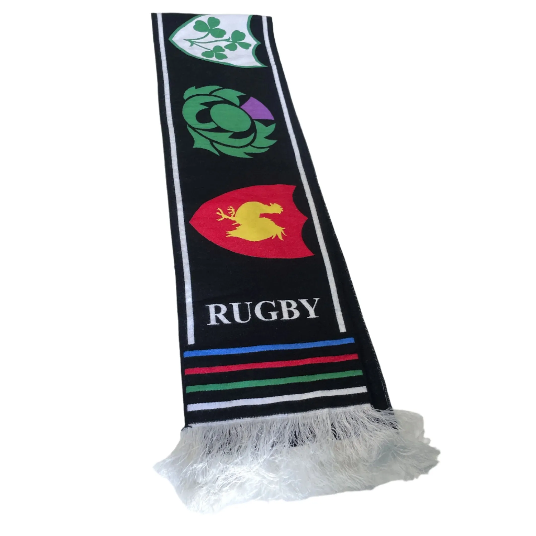 Vintage black Italy rugby graphics scarf|L52 W7|SKU 6409