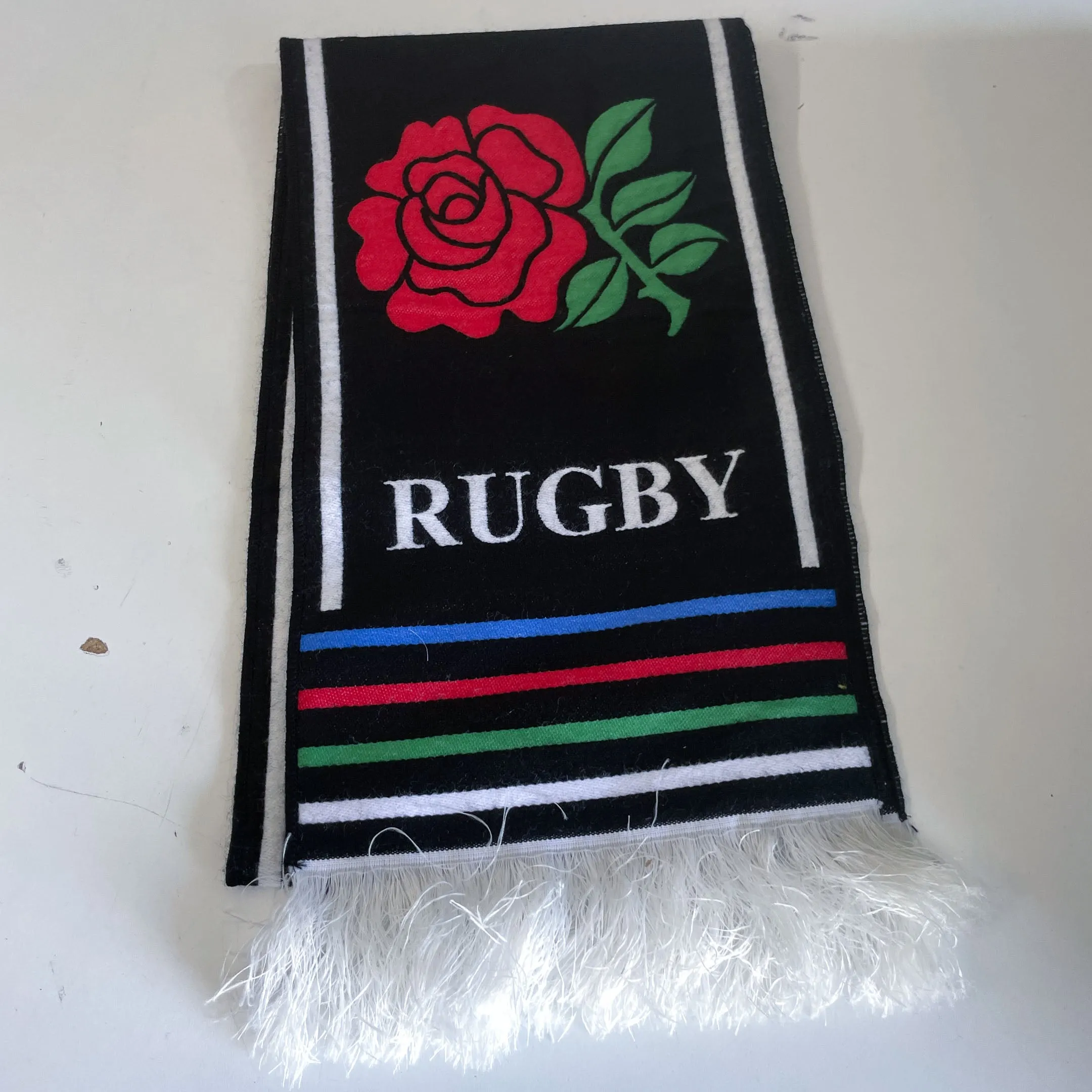 Vintage black Italy rugby graphics scarf|L52 W7|SKU 6409
