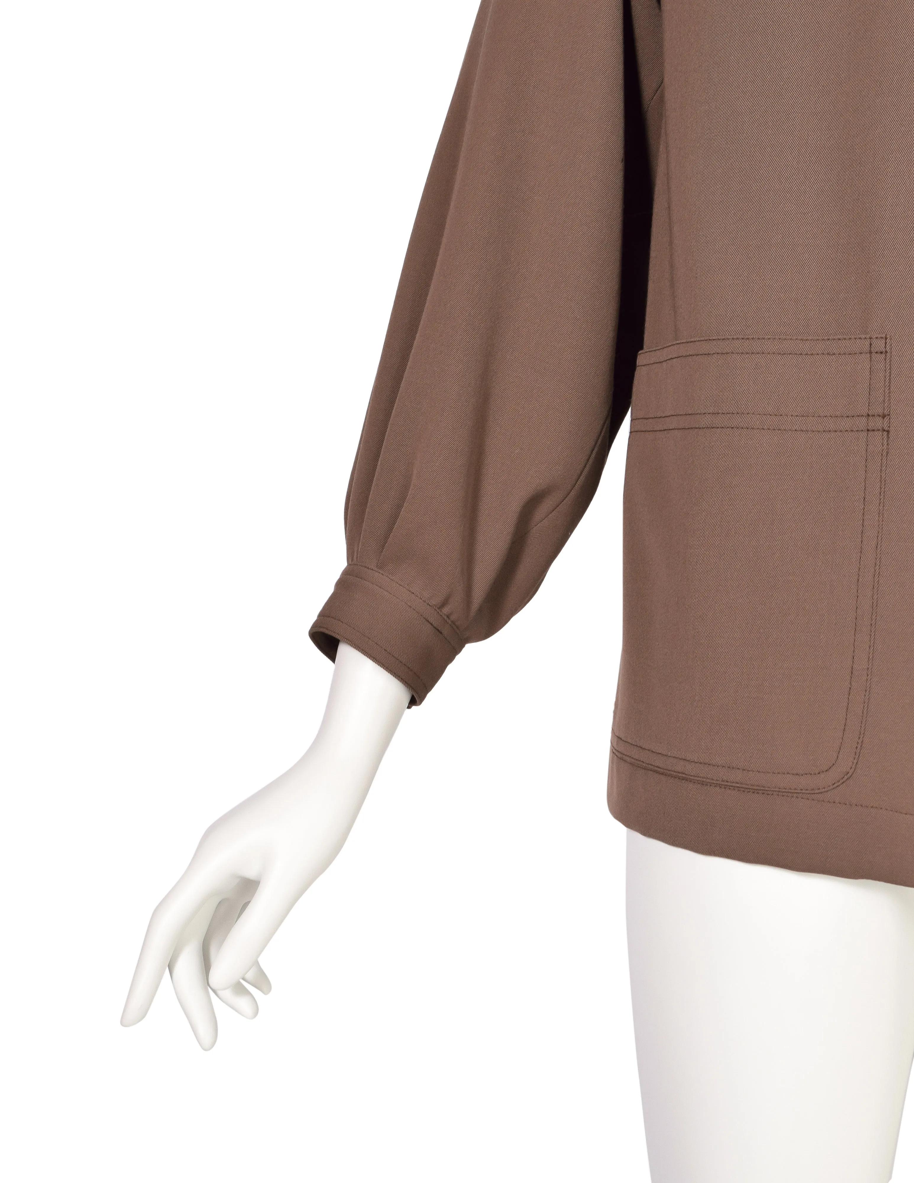 Yves Saint Laurent Vintage 1970s Mocha Brown Wool Gabardine Jacket