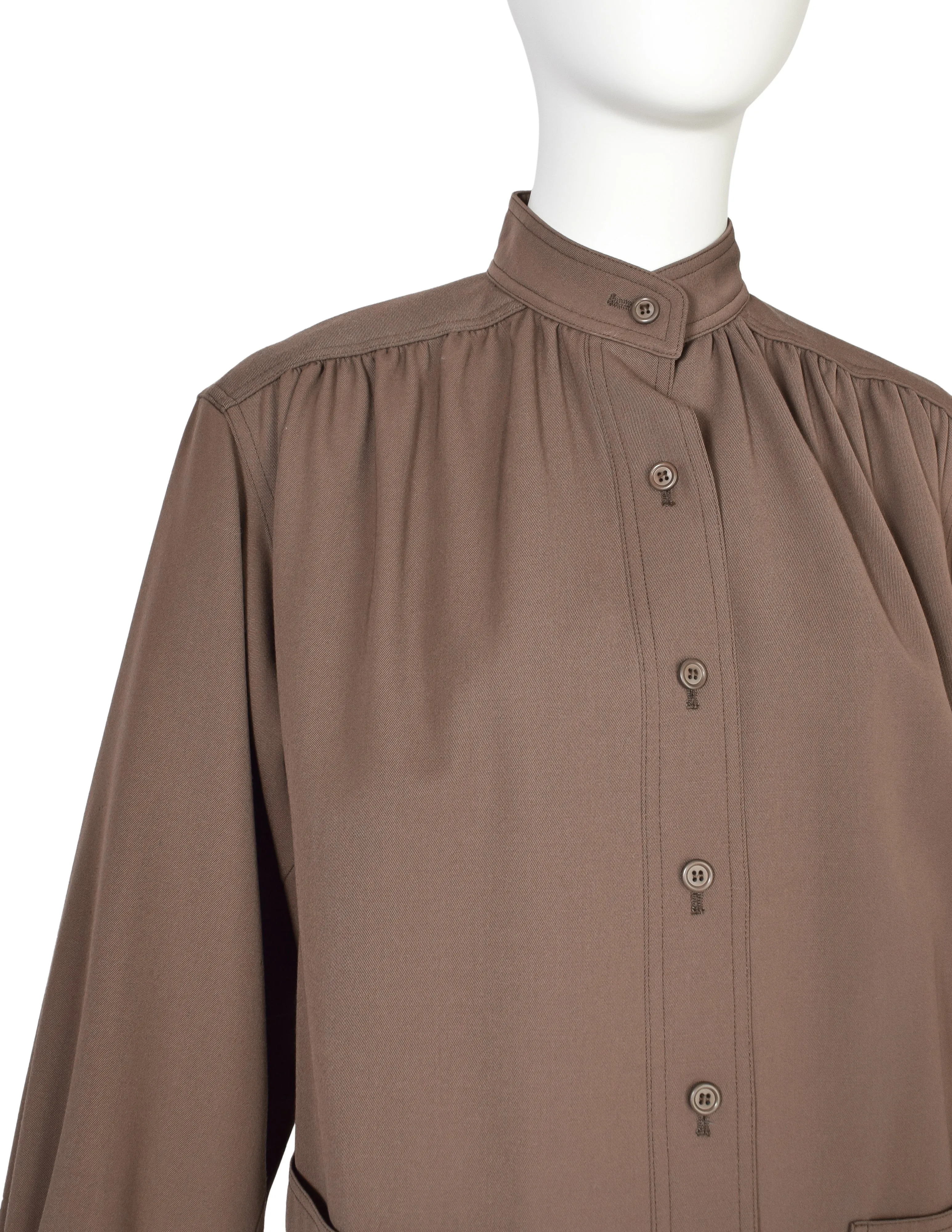 Yves Saint Laurent Vintage 1970s Mocha Brown Wool Gabardine Jacket