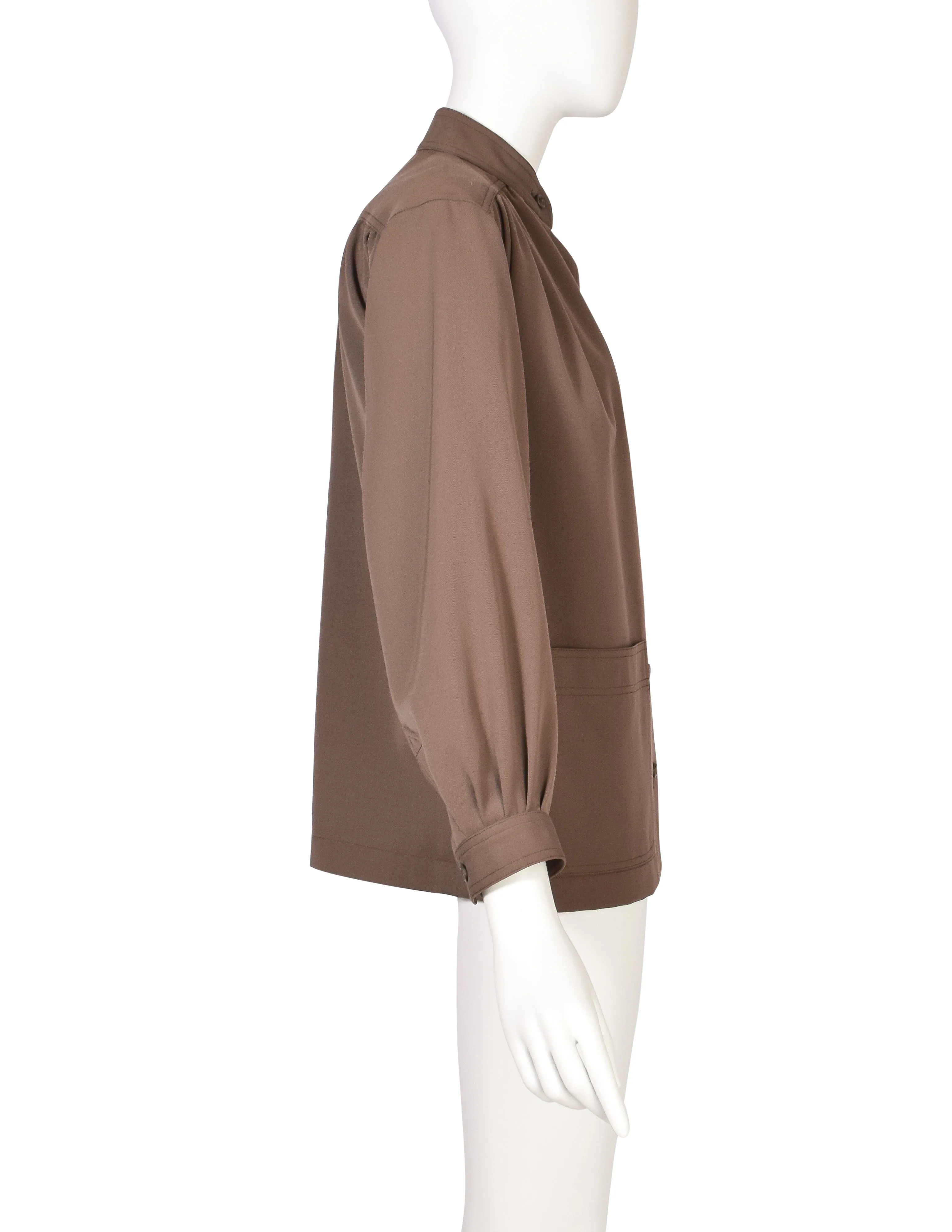 Yves Saint Laurent Vintage 1970s Mocha Brown Wool Gabardine Jacket